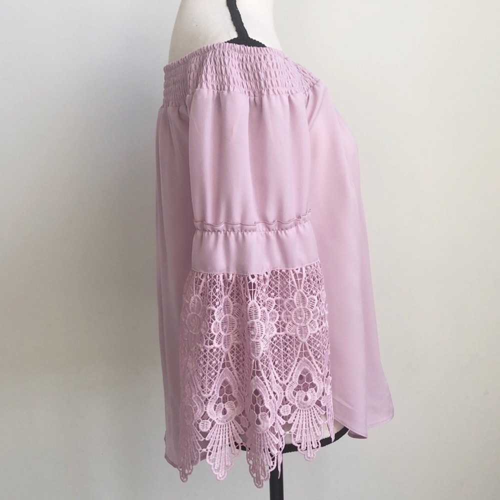 Cato Off Shoulder Boho Lace Sleeve Top  Sz S NWT
